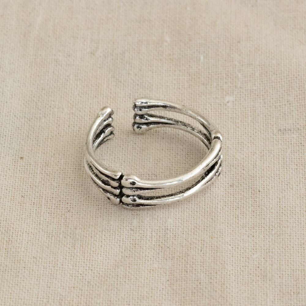 Y2K Silver Skeleton Bone Adjustable Ring